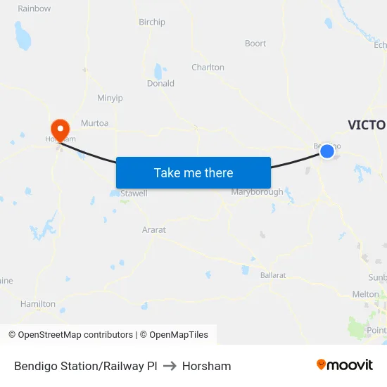 Bendigo Station/Railway Pl to Horsham map