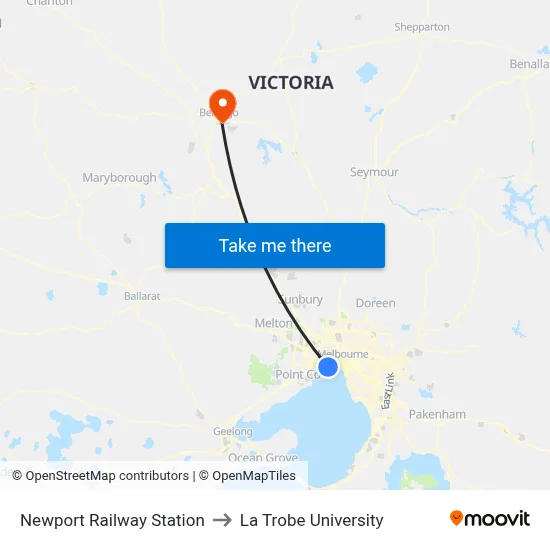 Newport Railway Station to La Trobe University map
