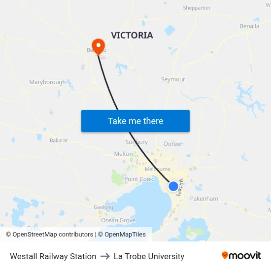 Westall Railway Station to La Trobe University map