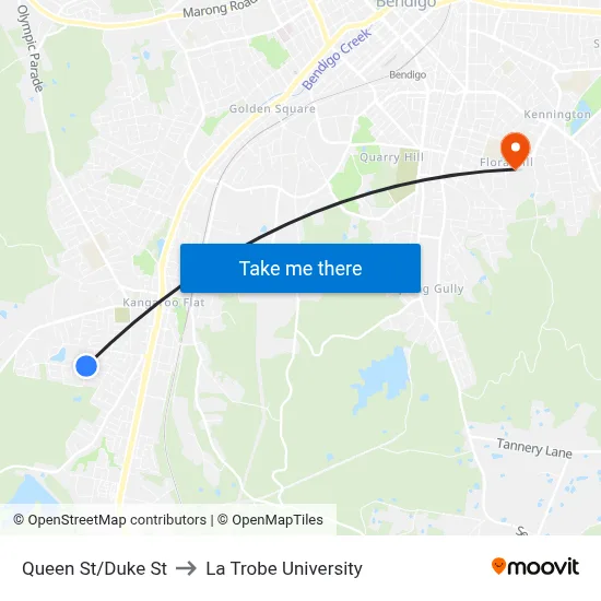 Queen St/Duke St to La Trobe University map