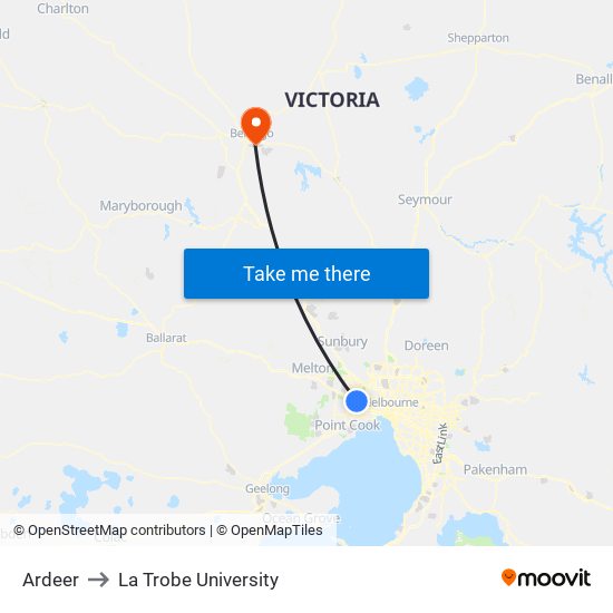 Ardeer to La Trobe University map