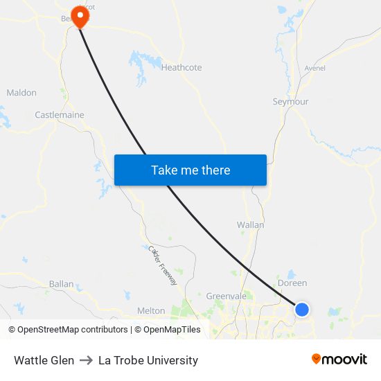 Wattle Glen to La Trobe University map