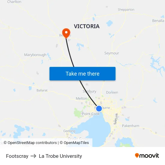 Footscray to La Trobe University map