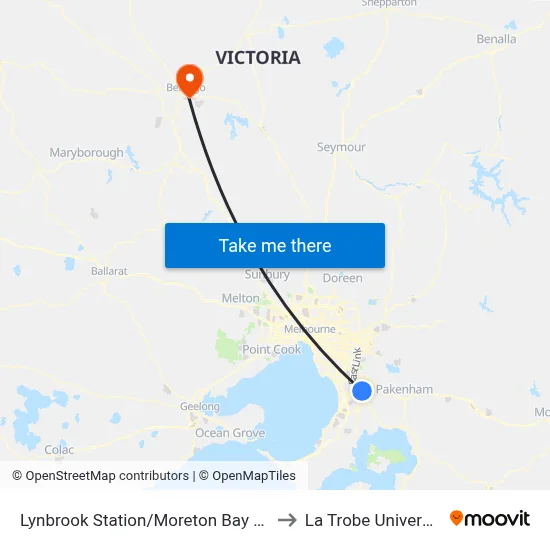 Lynbrook Station/Moreton Bay Bvd to La Trobe University map