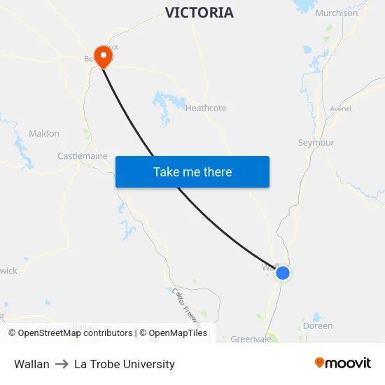 Wallan to La Trobe University map