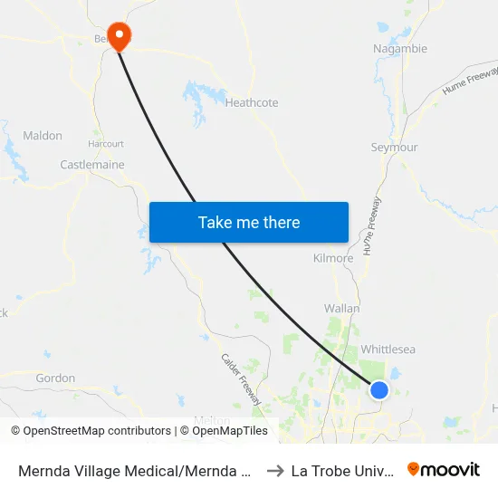 Mernda Village Medical/Mernda Village Dr to La Trobe University map