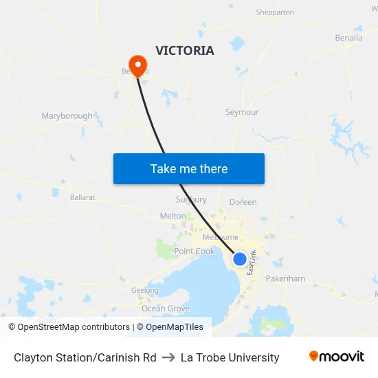 Clayton Station/Carinish Rd to La Trobe University map