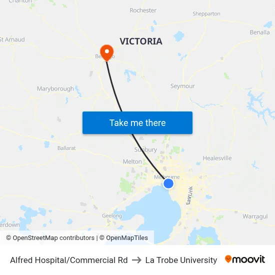 Alfred Hospital/Commercial Rd to La Trobe University map