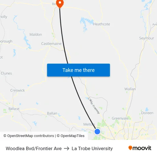 Woodlea Bvd/Frontier Ave to La Trobe University map