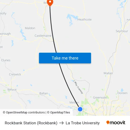 Rockbank Station to La Trobe University map