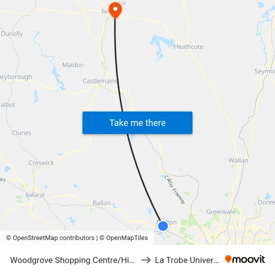 Woodgrove Shopping Centre/High St to La Trobe University map