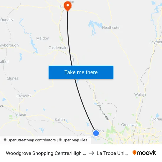 Woodgrove Shopping Centre/High St to La Trobe University map