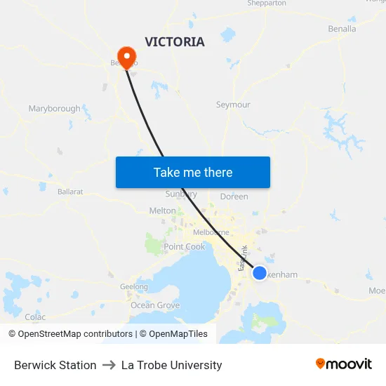 Berwick Station to La Trobe University map