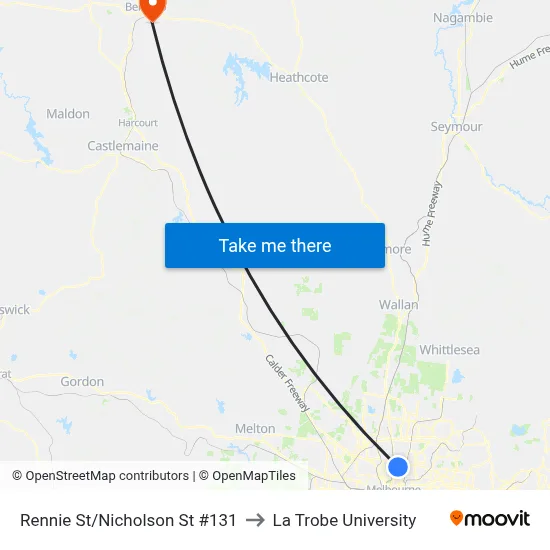 Rennie St/Nicholson St #131 to La Trobe University map