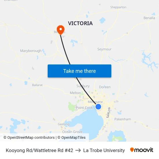 Kooyong Rd/Wattletree Rd #42 to La Trobe University map