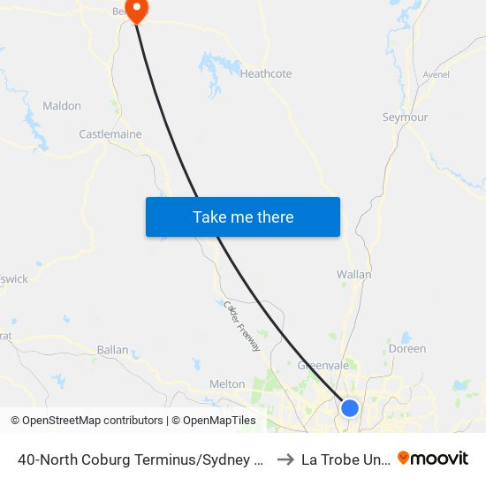 40-North Coburg Terminus/Sydney Rd (Coburg North) to La Trobe University map