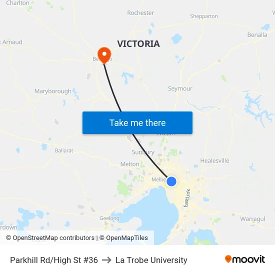 Parkhill Rd/High St #36 to La Trobe University map
