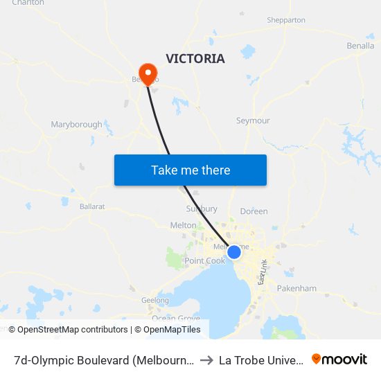 7d-Olympic Boulevard (Melbourne City) to La Trobe University map