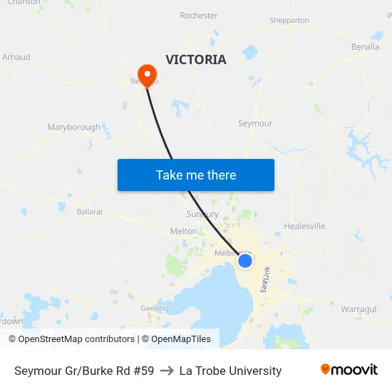 Seymour Gr/Burke Rd #59 to La Trobe University map