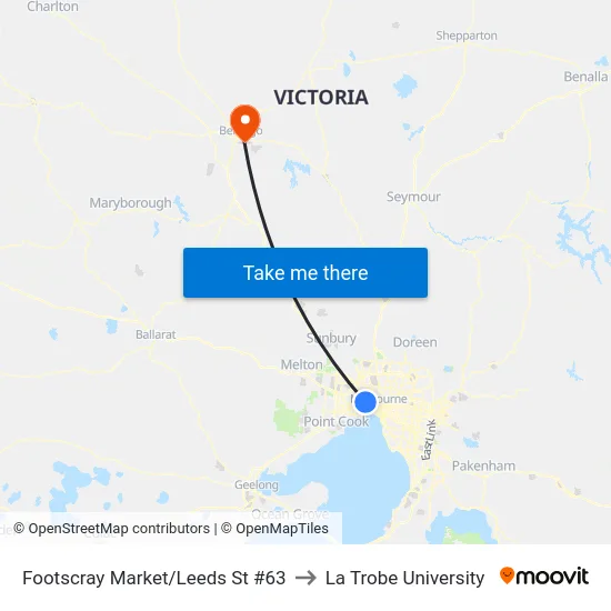 Footscray Market/Leeds St #63 to La Trobe University map