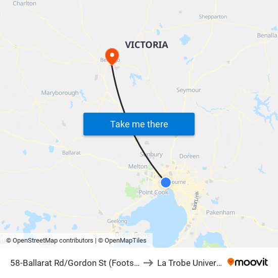 58-Ballarat Rd/Gordon St (Footscray) to La Trobe University map