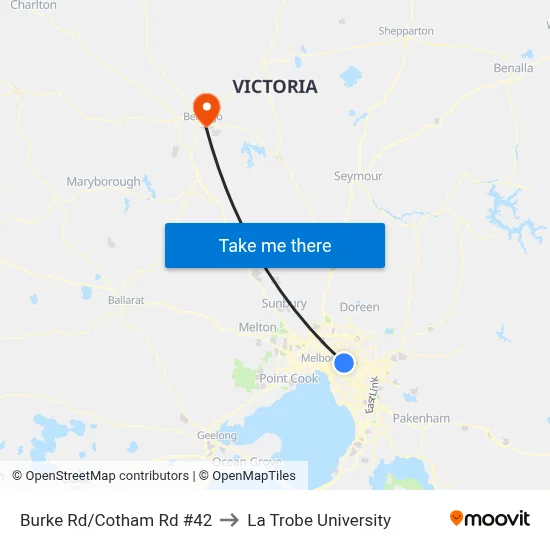 Burke Rd/Cotham Rd #42 to La Trobe University map