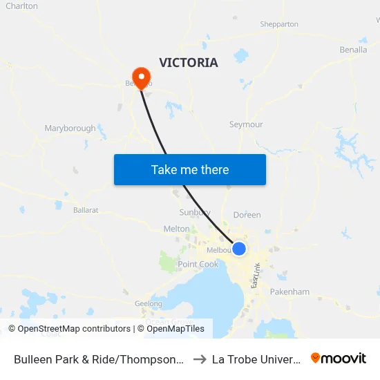 Bulleen Park & Ride/Thompsons Rd to La Trobe University map