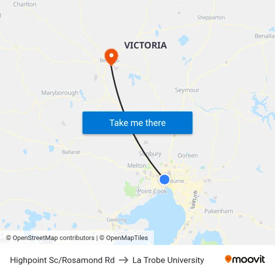 Highpoint Sc/Rosamond Rd to La Trobe University map