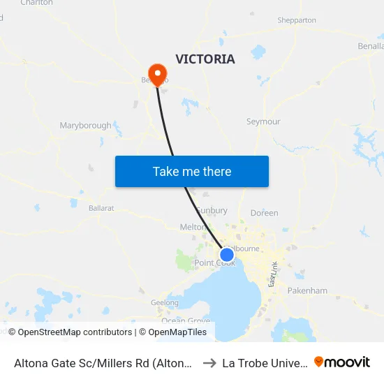 Altona Gate Sc/Millers Rd to La Trobe University map