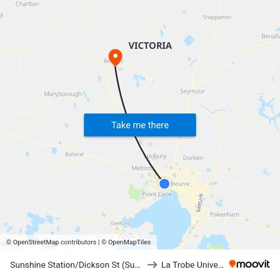 Sunshine Station/Dickson St to La Trobe University map