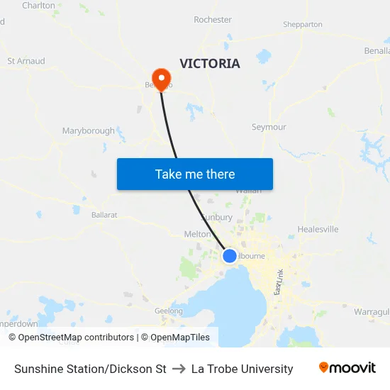 Sunshine Station/Dickson St to La Trobe University map