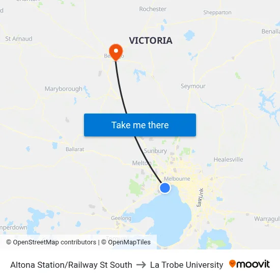 Altona Station/Railway St South to La Trobe University map
