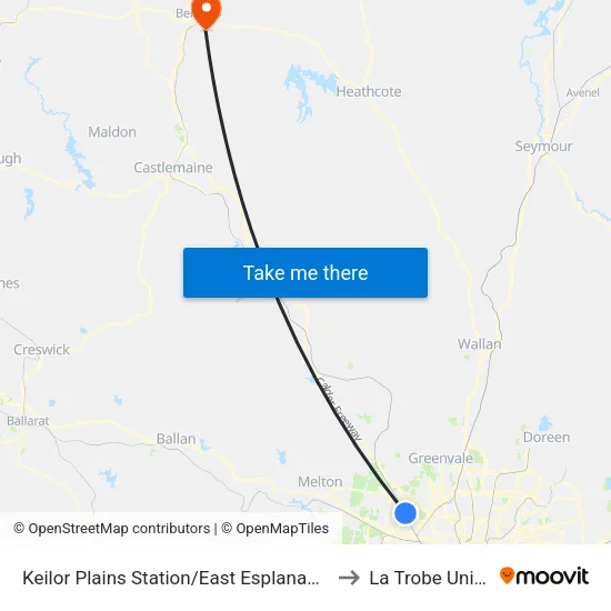 Keilor Plains Station/East Esplanade to La Trobe University map