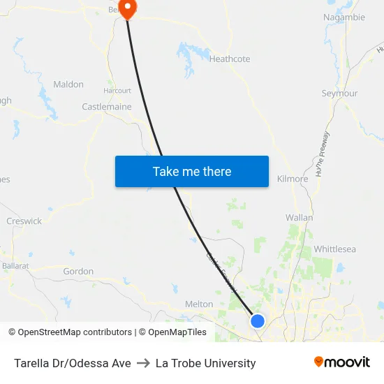 Tarella Dr/Odessa Ave to La Trobe University map