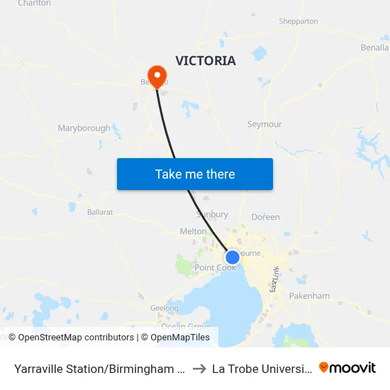 Yarraville Station/Birmingham St to La Trobe University map