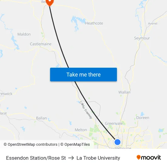 Essendon Station/Rose St to La Trobe University map