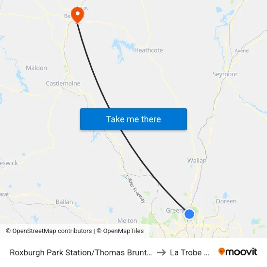 Roxburgh Park Station/Thomas Brunton Pde to La Trobe University map