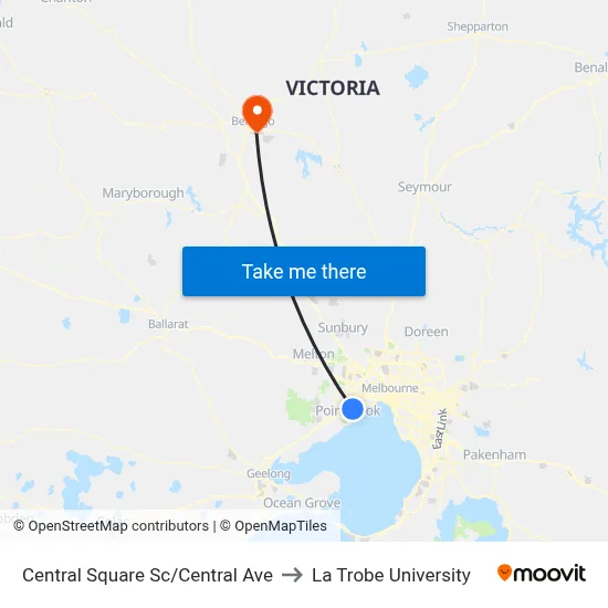 Central Square Sc/Central Ave to La Trobe University map