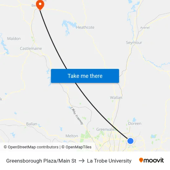 Greensborough Plaza/Main St to La Trobe University map