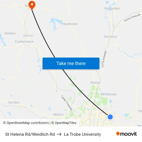 St Helena Rd/Weidlich Rd to La Trobe University map