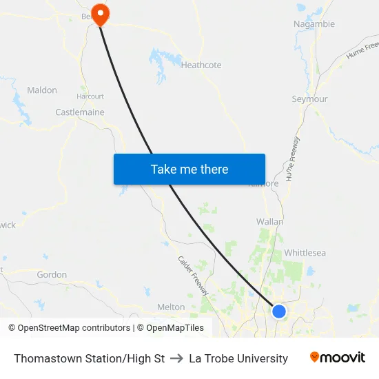 Thomastown Station/High St to La Trobe University map