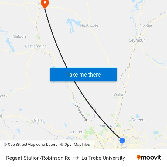 Regent Station/Robinson Rd to La Trobe University map
