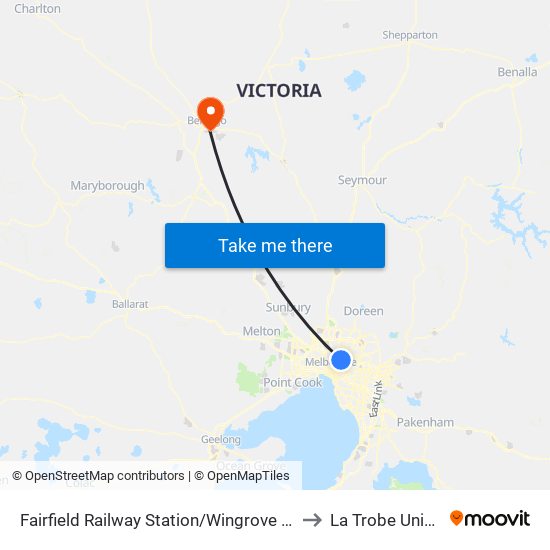 Fairfield Railway Station/Wingrove St (Fairfield) to La Trobe University map