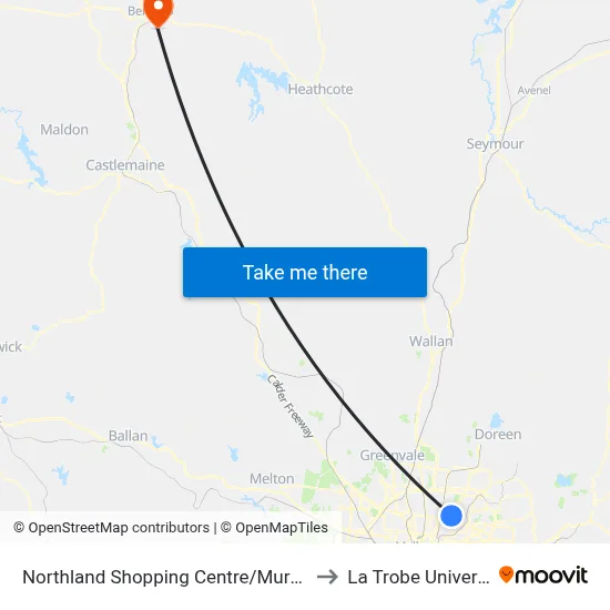 Northland Shopping Centre/Murray Rd to La Trobe University map