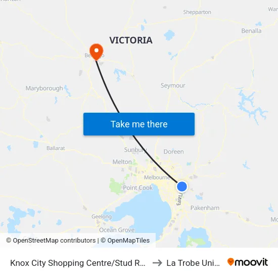 Knox City Shopping Centre/Stud Rd to La Trobe University map
