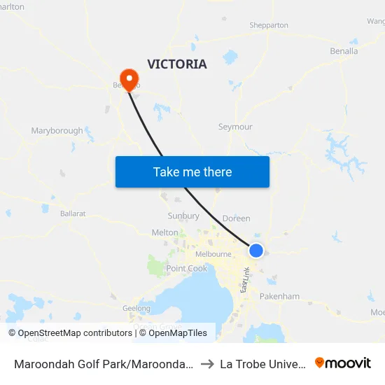 Maroondah Golf Park/Maroondah Hwy to La Trobe University map