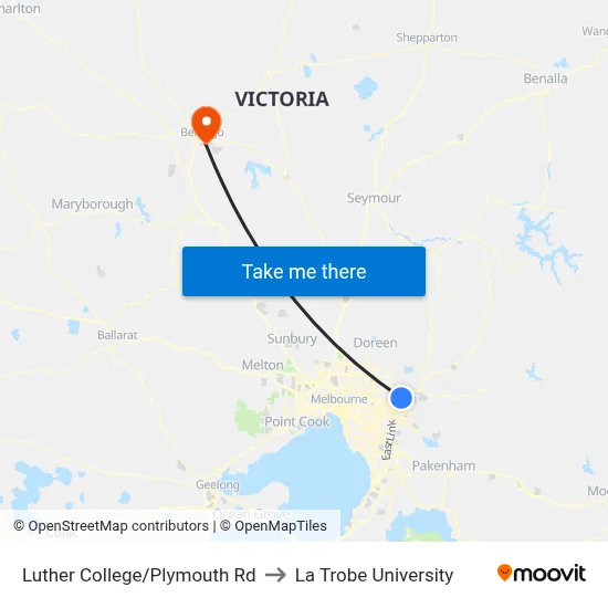 Luther College/Plymouth Rd to La Trobe University map