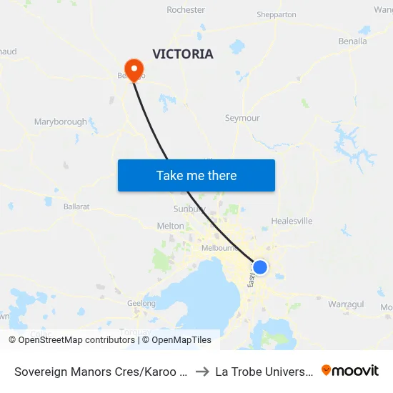 Sovereign Manors Cres/Karoo Rd to La Trobe University map