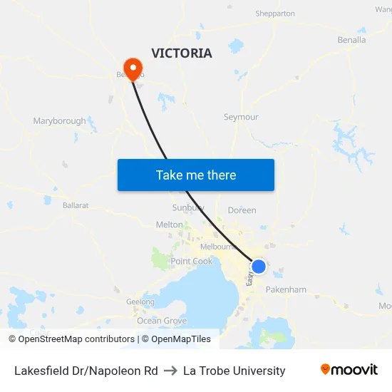 Lakesfield Dr/Napoleon Rd to La Trobe University map