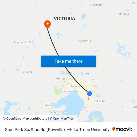 Stud Park Sc/Stud Rd to La Trobe University map